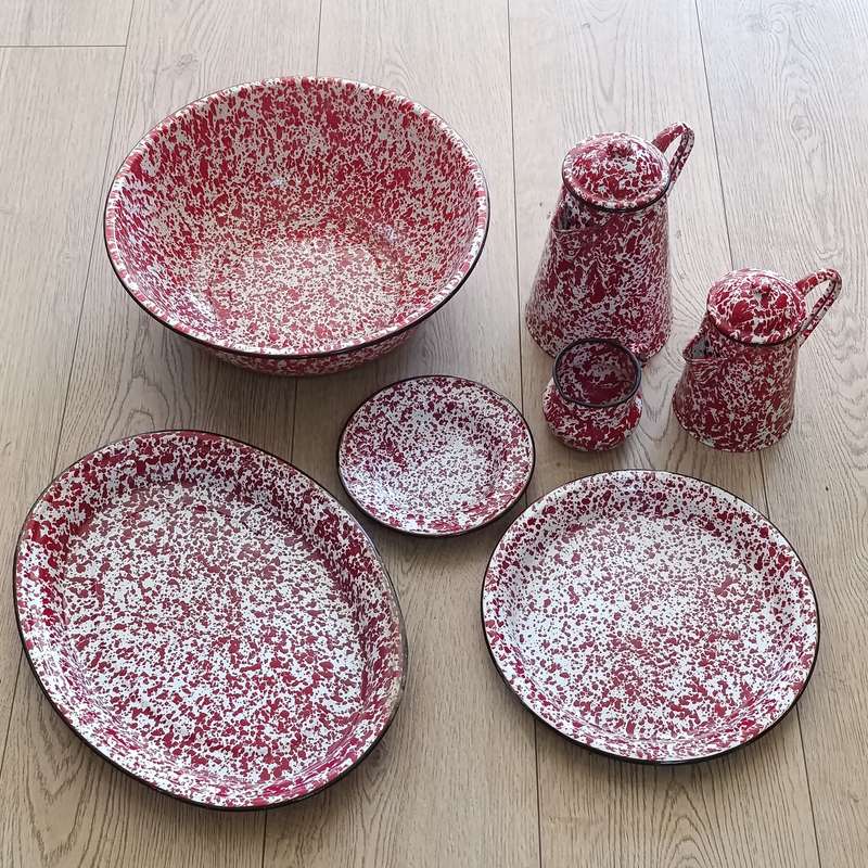 Large collection of vintage enamelware - 9 pieces