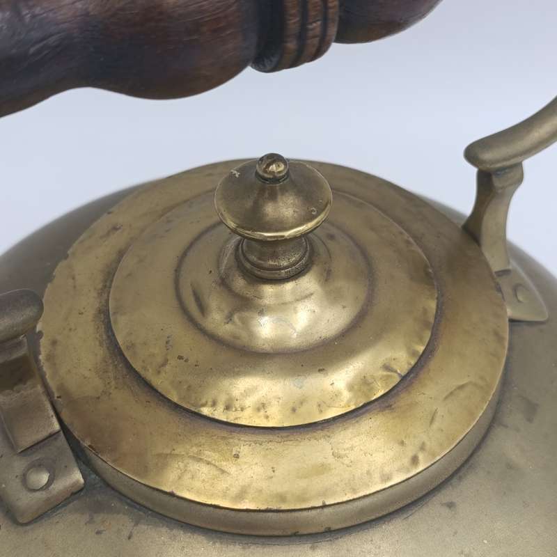 Beautiful vintage brass kettle with wooden handle