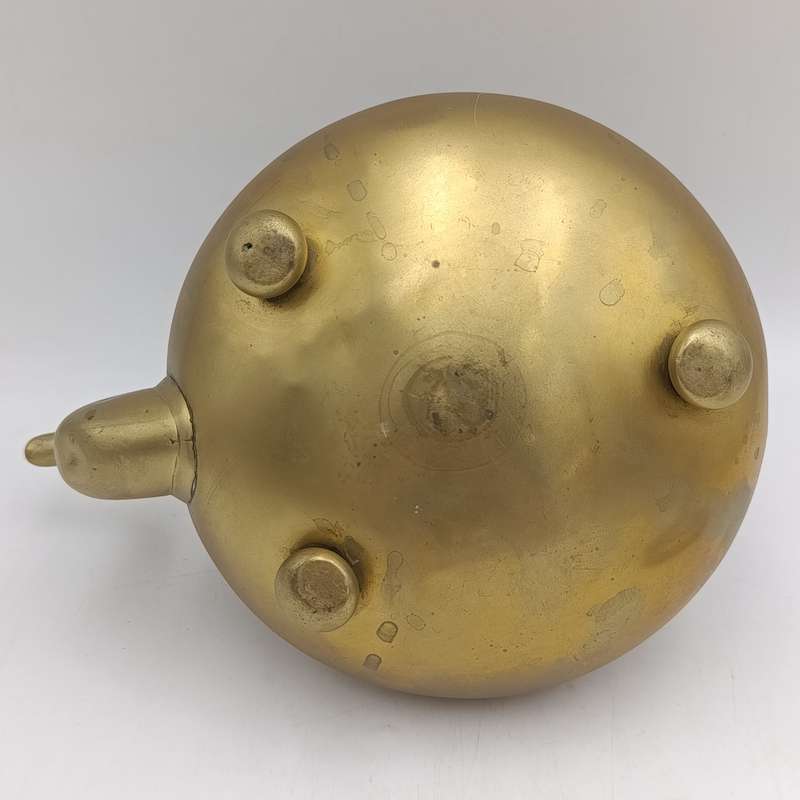 Beautiful vintage brass kettle with wooden handle