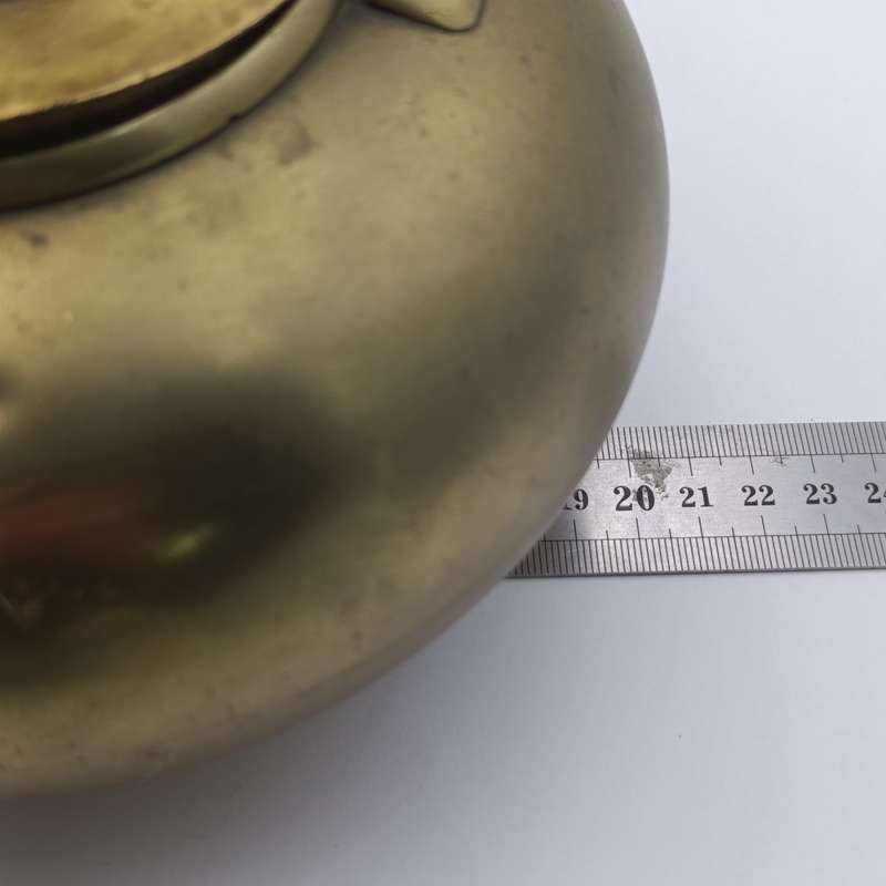 Beautiful vintage brass kettle with wooden handle