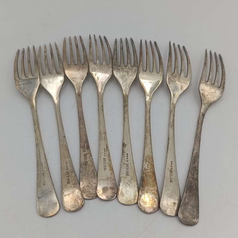 Vintage set of 8 Pak-Alam silverplated forks