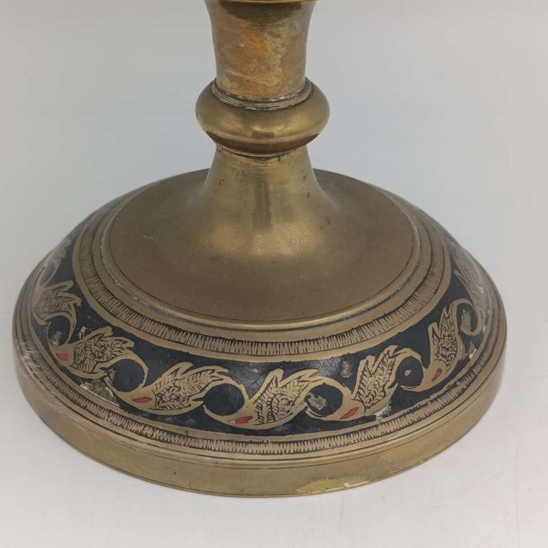 Antique brass Niello flower vase