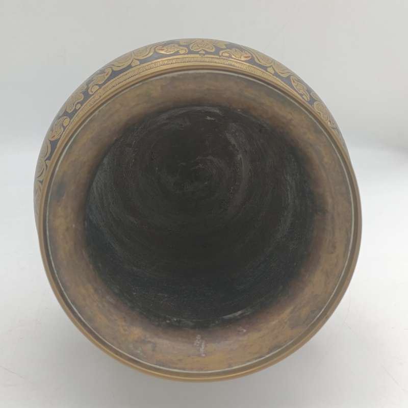 Antique brass Niello flower vase