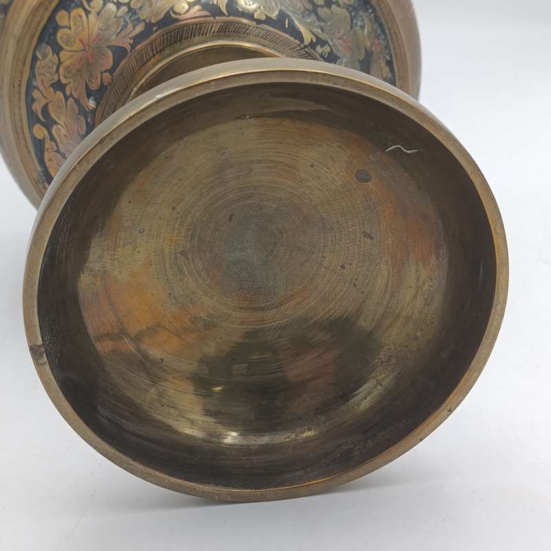 Antique brass Niello flower vase