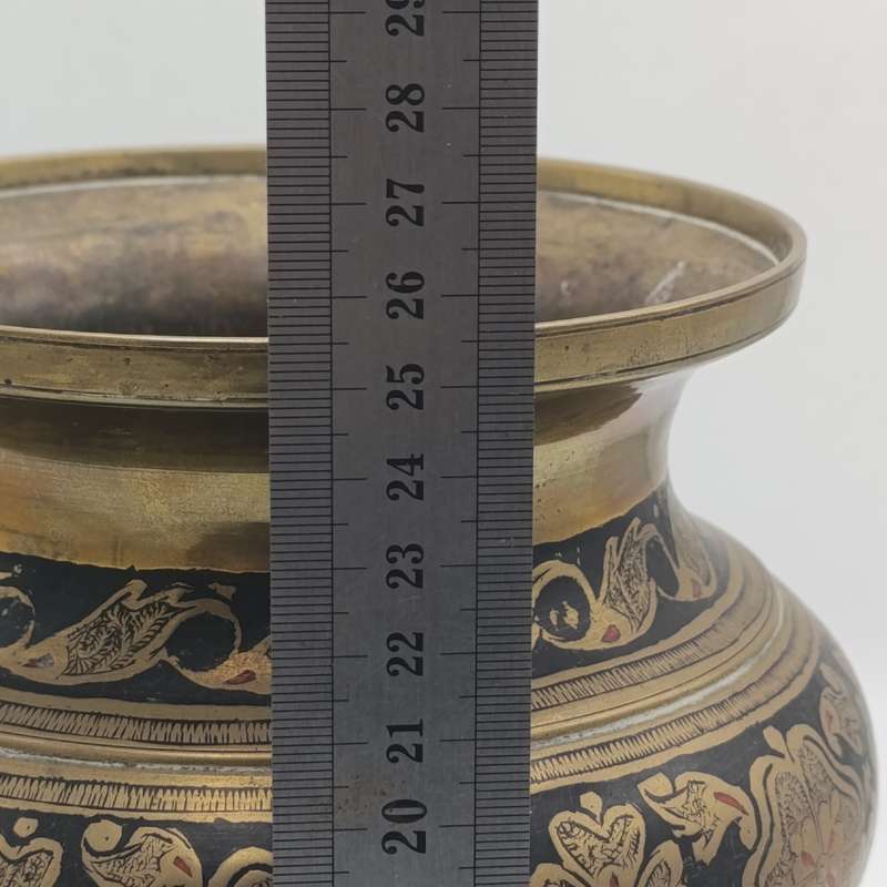 Antique brass Niello flower vase