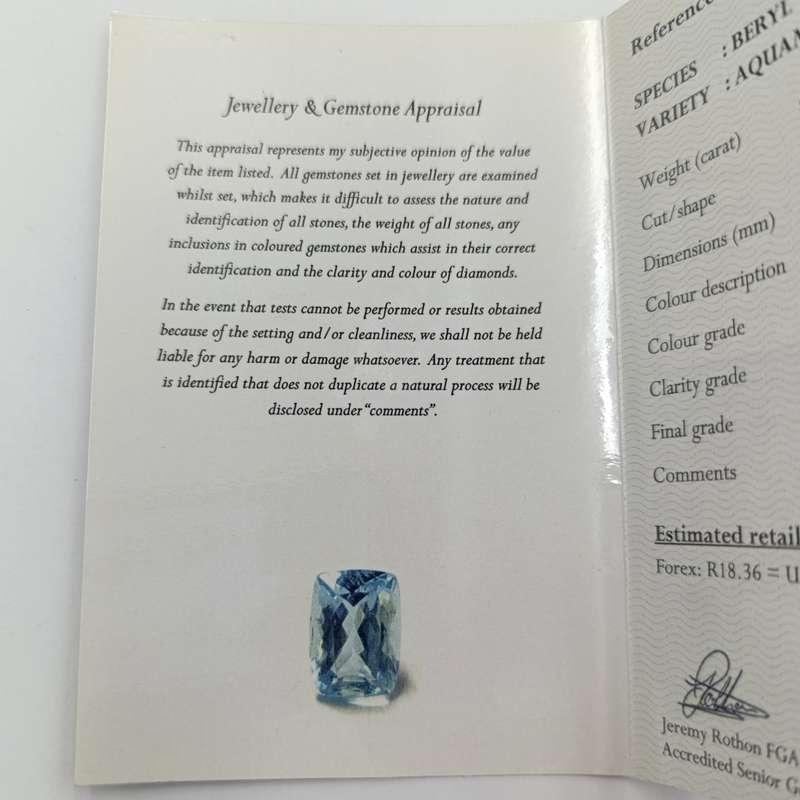 Rectangular cushion cut Aquamarine of 17,735ct with Gemlab certificate