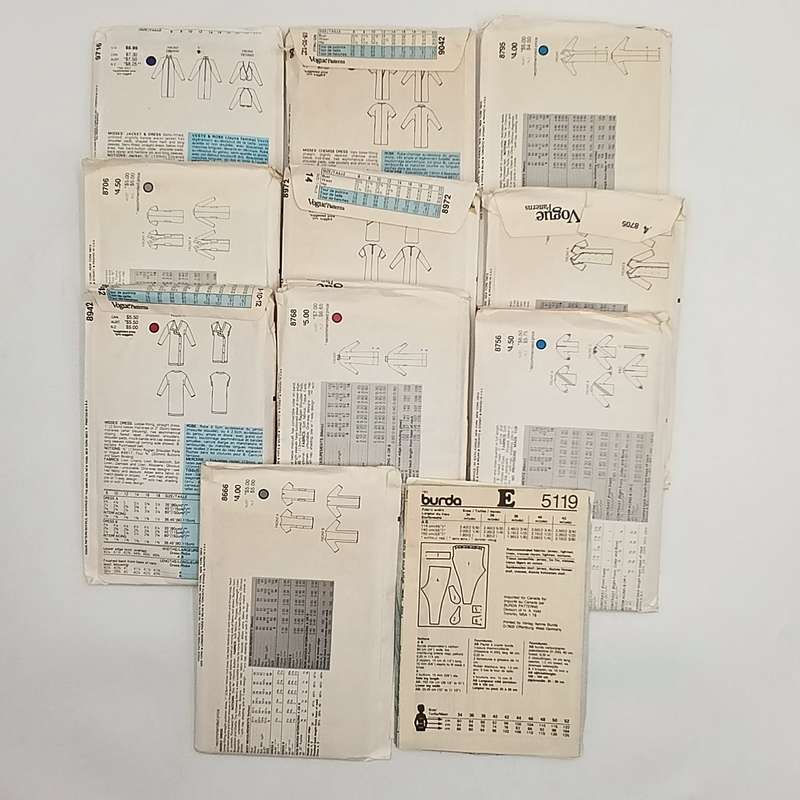 Lot of 11 Vintage clothing patterns