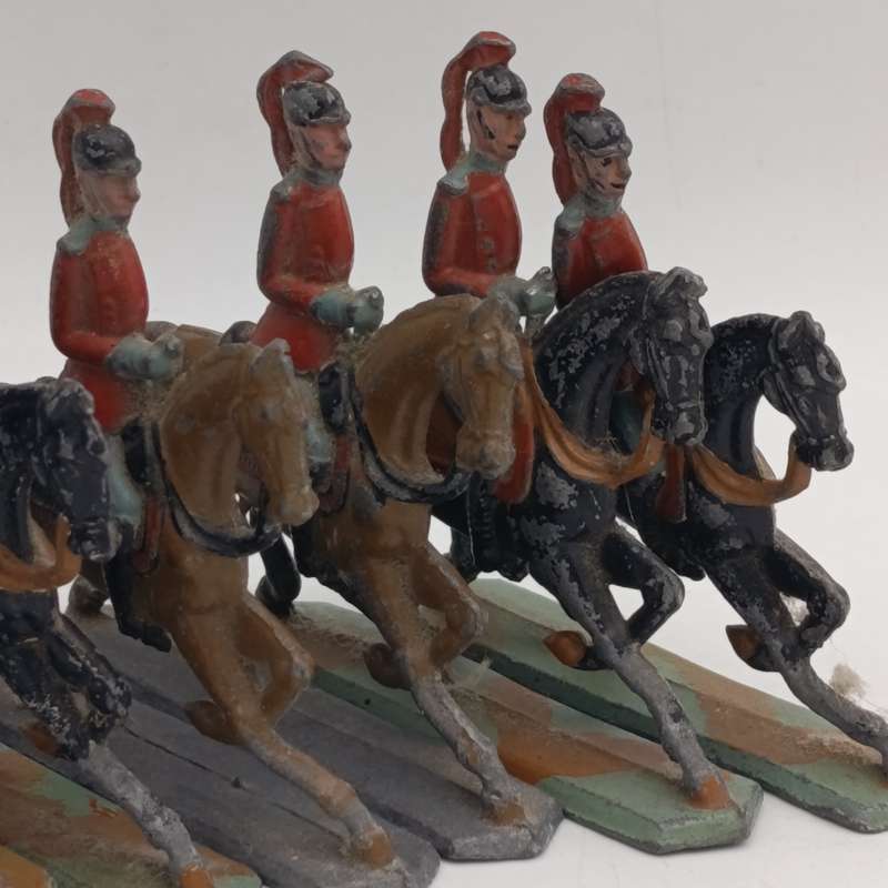 Set of 6 vintage flat lead soldiers on horseback