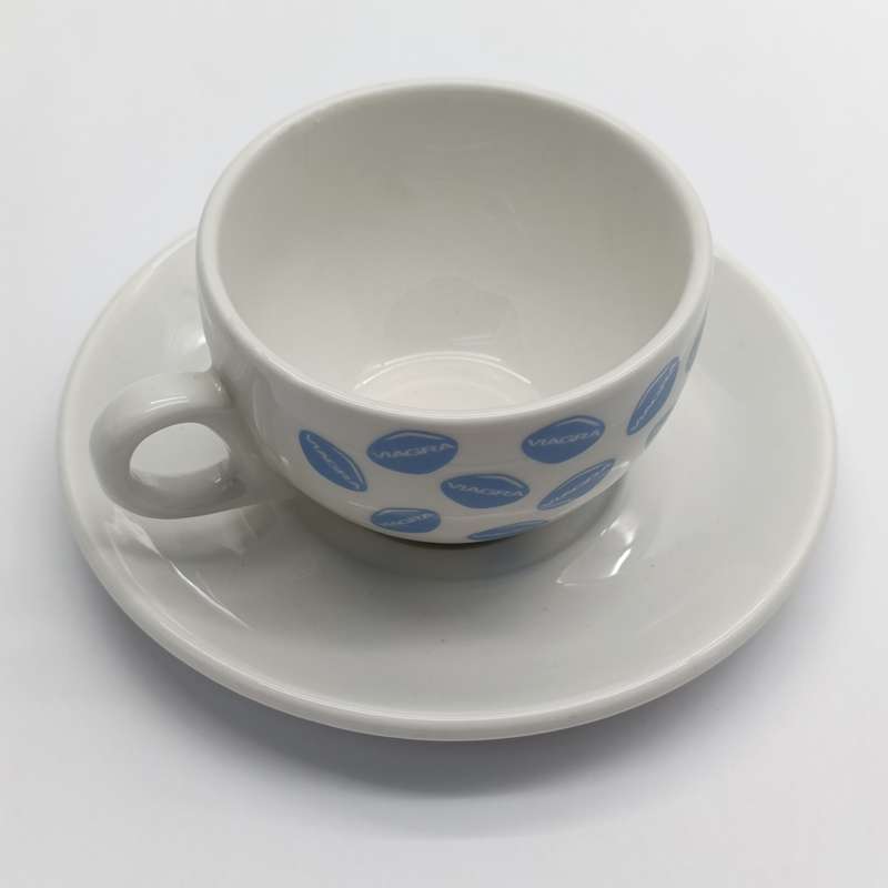 Set of 4 Viagra advertising porcelain cups and saucers