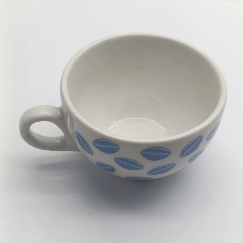 Set of 4 Viagra advertising porcelain cups and saucers