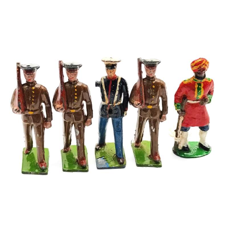 Lot of 5 vintage Britains Ltd lead soldiers with damage