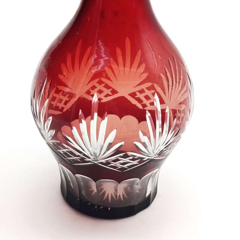 Beautiful Vintage cranberry glass carafe - no lid
