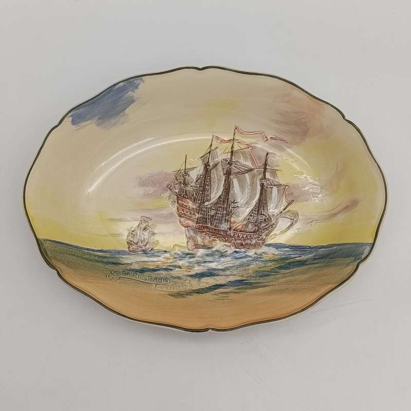 Royal Doulton Famous Ships "The Henri grace a dieu" oval porcelain bowl