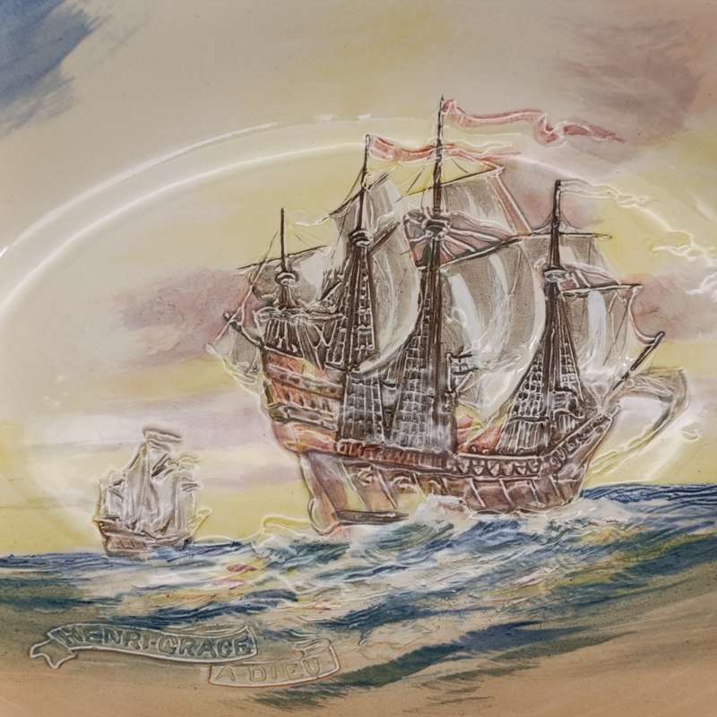 Royal Doulton Famous Ships "The Henri grace a dieu" oval porcelain bowl