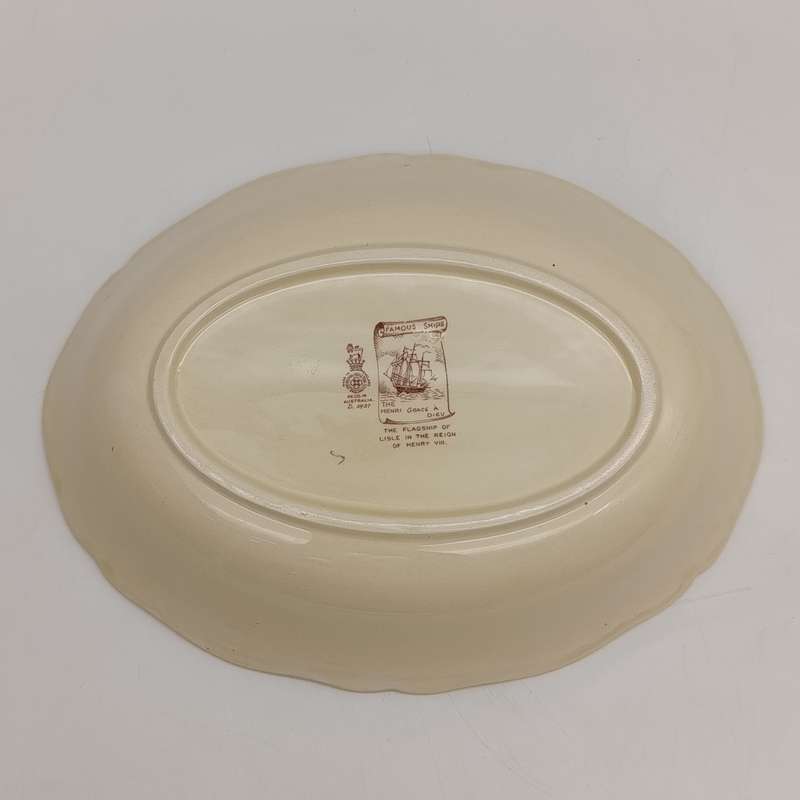 Royal Doulton Famous Ships "The Henri grace a dieu" oval porcelain bowl