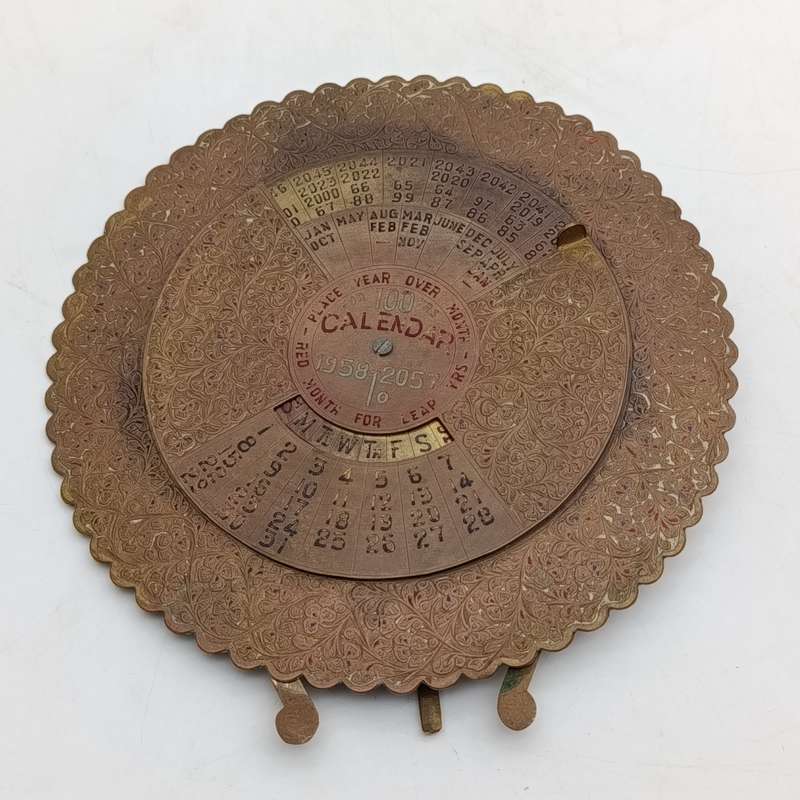 Vintage Indian brass perpetual 100 years Calendar