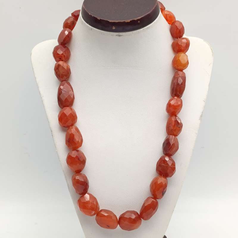 Orange Carnelian faceted stone vintage necklace