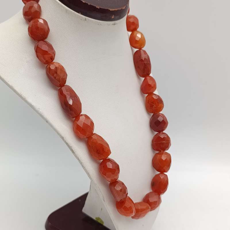 Orange Carnelian faceted stone vintage necklace
