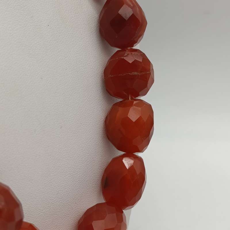 Orange Carnelian faceted stone vintage necklace