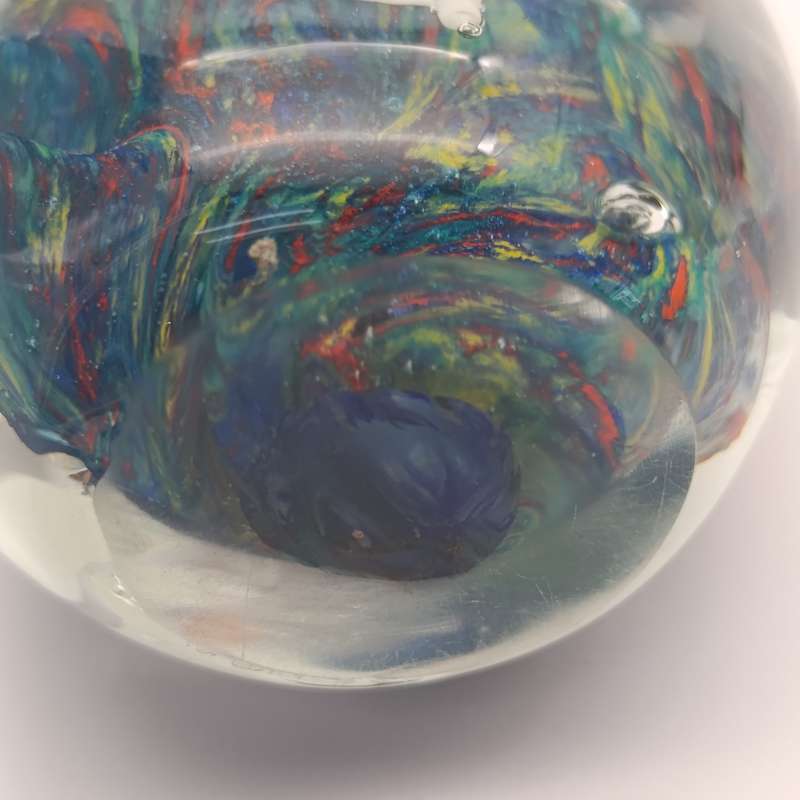 Vintage glass Paper weight with Colourful ocean and flying ducks