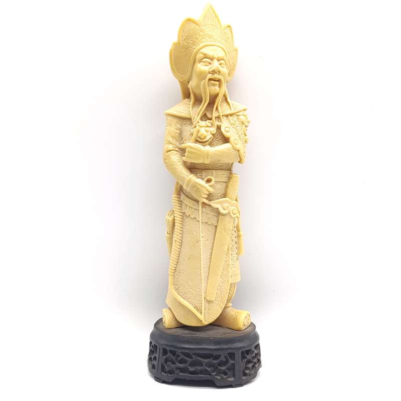 Chinese warrior statue on reconstituted wooden base