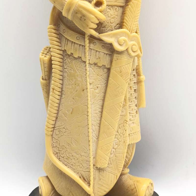 Chinese warrior statue on reconstituted wooden base