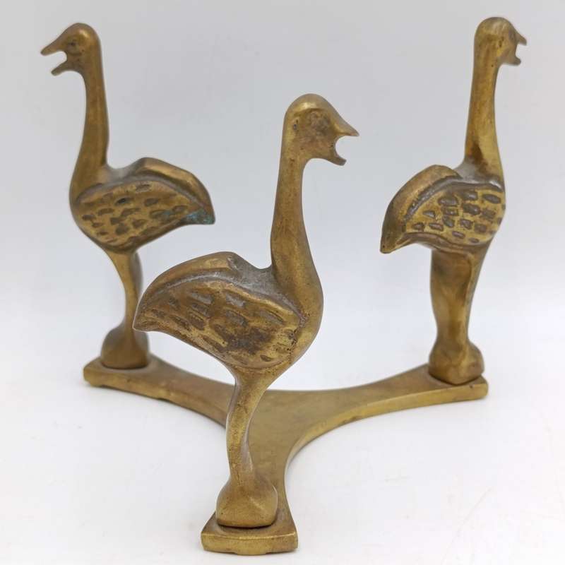 Vintage brass stand for ostrich egg