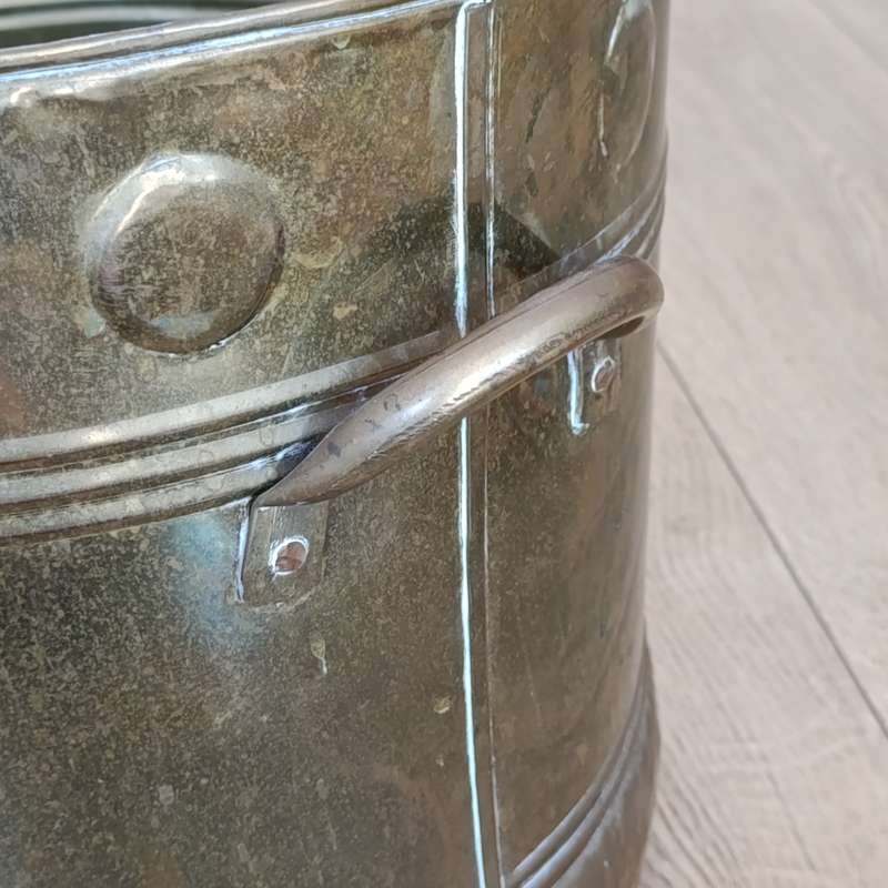 Large brass two-handled bucket