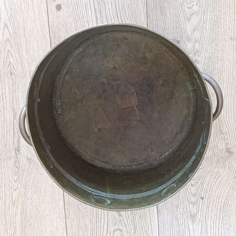 Large brass two-handled bucket