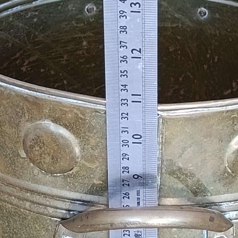 Large brass two-handled bucket