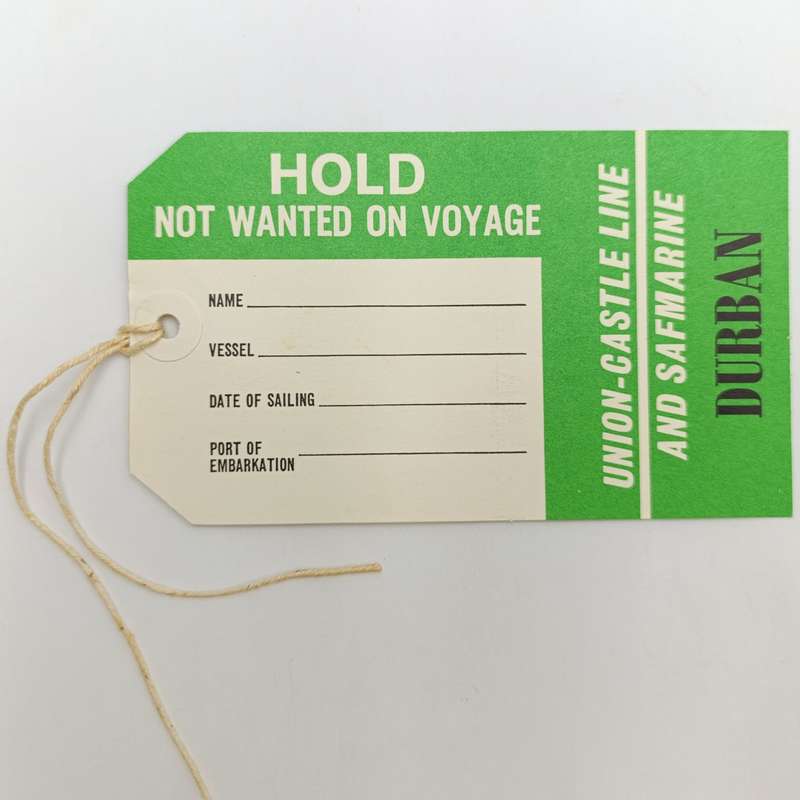Vintage Union Castle luggage labels for Durban in original envelope