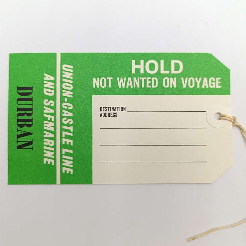 Vintage Union Castle luggage labels for Durban in original envelope