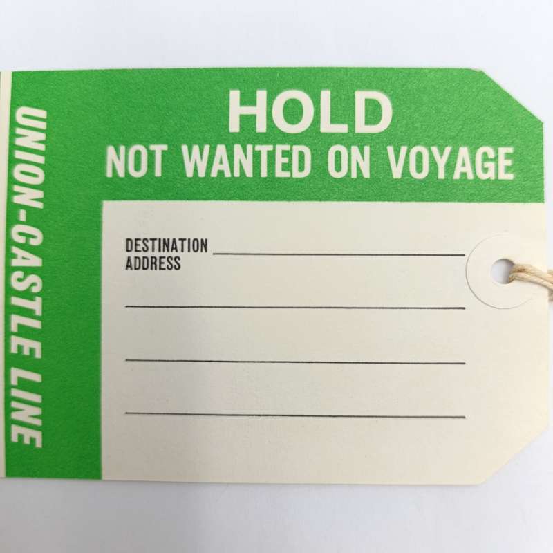 Vintage Union Castle luggage labels for Durban in original envelope