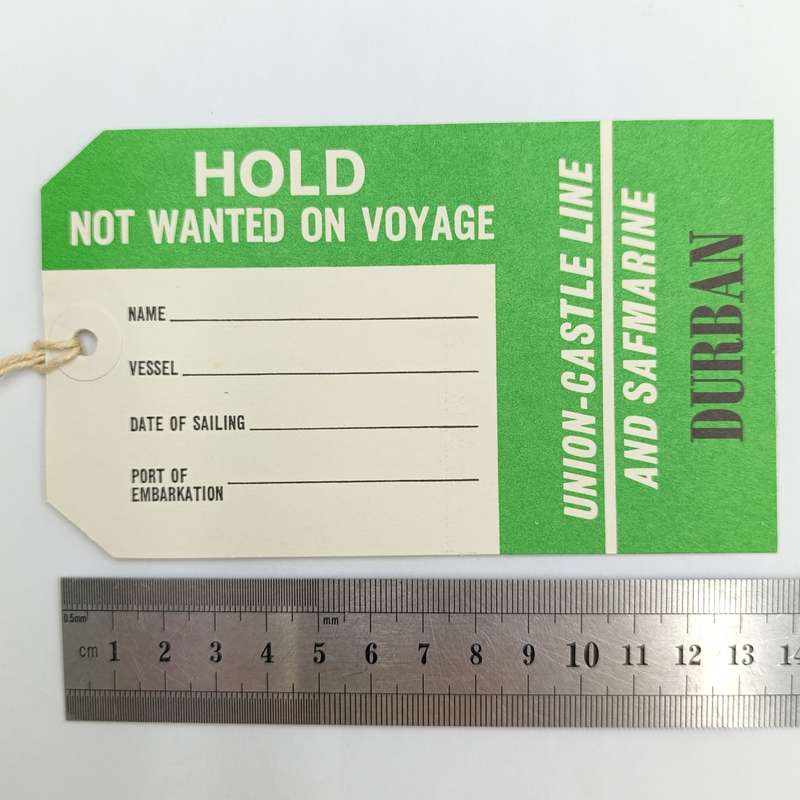 Vintage Union Castle luggage labels for Durban in original envelope