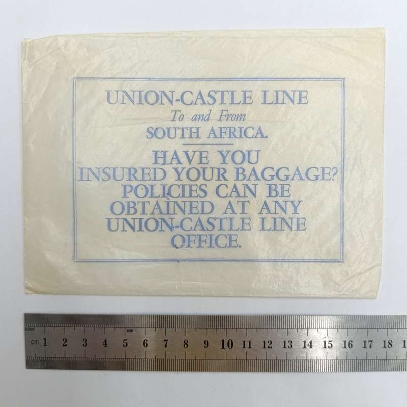 Vintage Union Castle luggage labels for Durban in original envelope