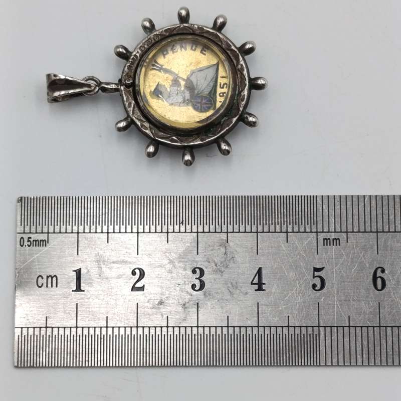 1851 Great Britain 4 pence groat coin pendant in silver surround