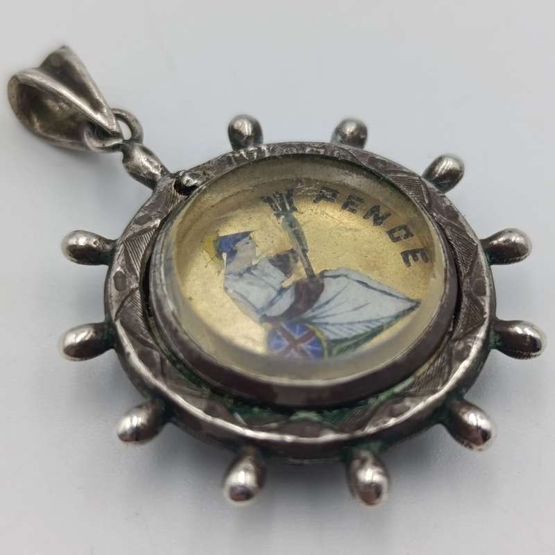 1851 Great Britain 4 pence groat coin pendant in silver surround