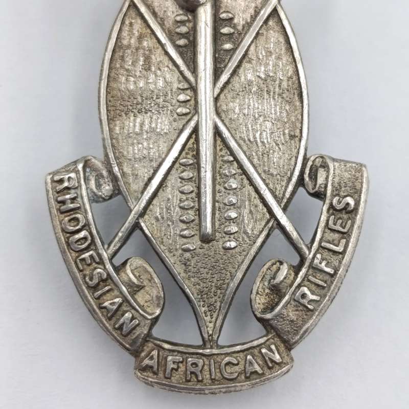 Rhodesian African Rifles sterling silver badge - engraved John at the back