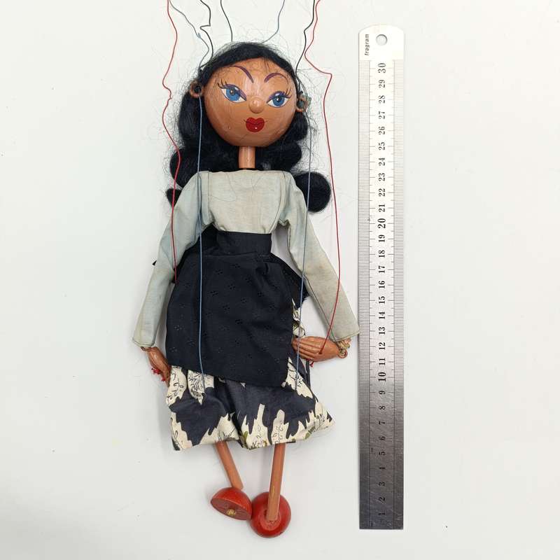 Vintage Pelham Puppets Gypsy girl marionette doll in box with instructions