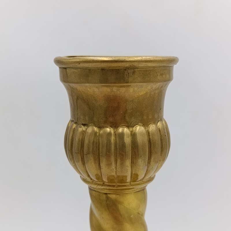 Antique brass candlestick - Height 32,5cm