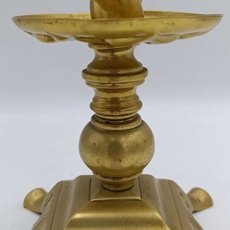 Antique brass candlestick - Height 32,5cm