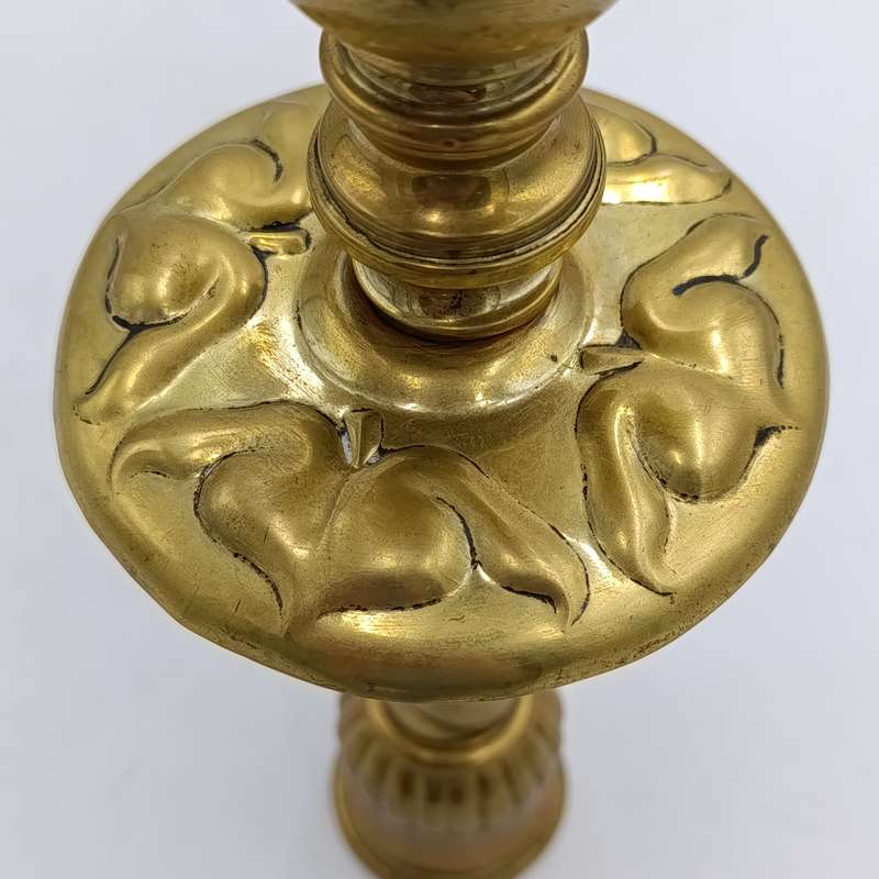 Antique brass candlestick - Height 32,5cm