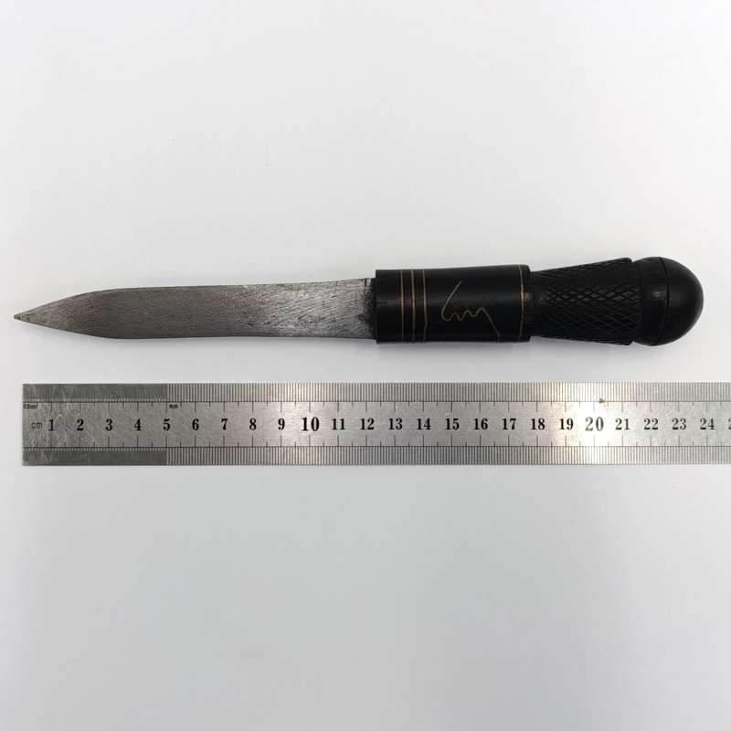 Antique wood with brass inlay dagger