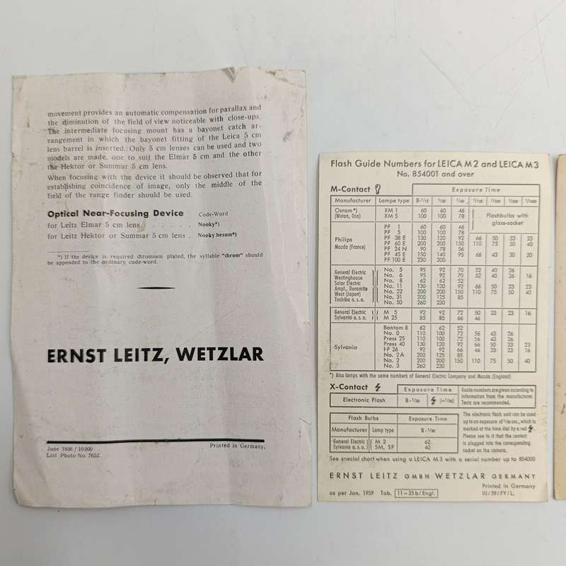 Vintage Leica instruction books with other Leica documents