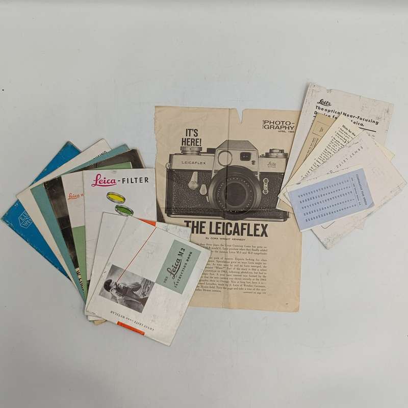 Vintage Leica instruction books with other Leica documents