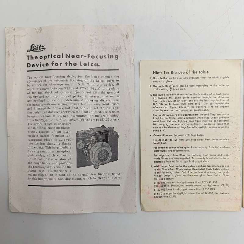 Vintage Leica instruction books with other Leica documents