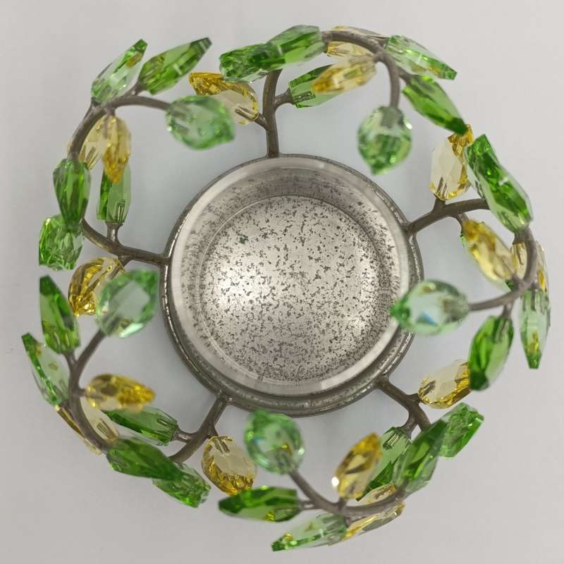 Swarovski Crystal Tea Light candle holder with Yasmine Hurel leaf design - in box