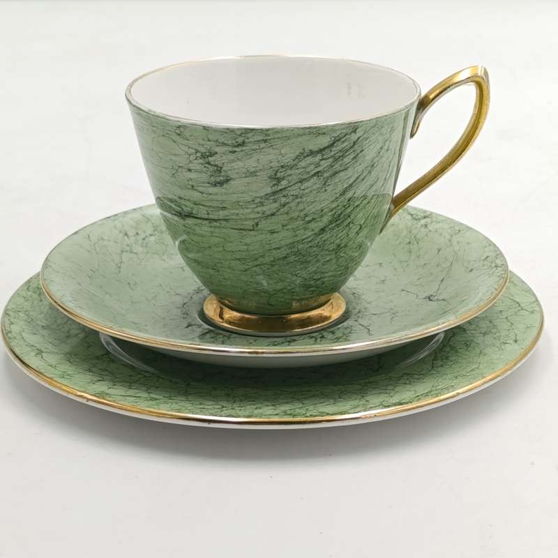 Vintage Royal Albert Gossamer pattern Porcelain trio - green