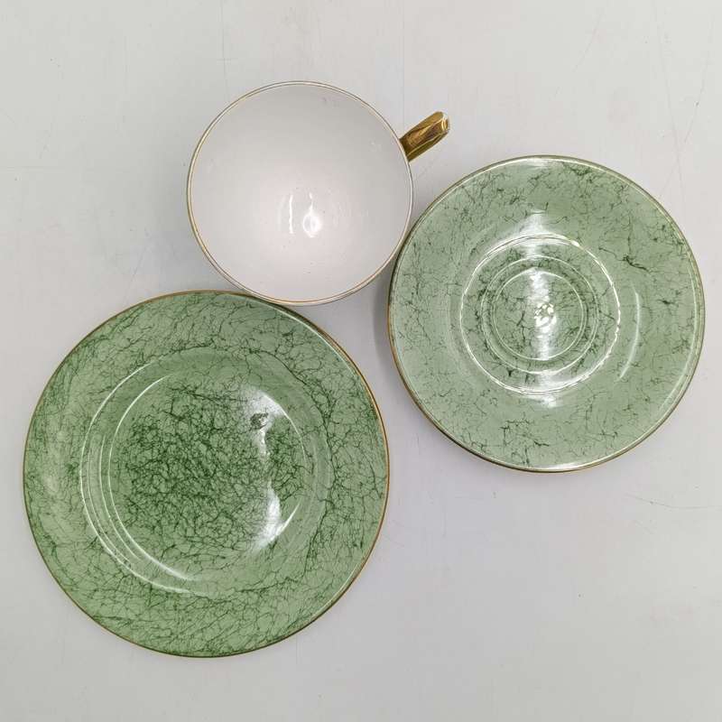 Vintage Royal Albert Gossamer pattern Porcelain trio - green