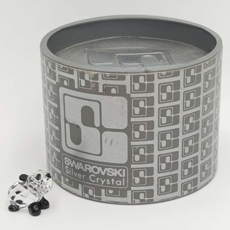 Swarovski silver crystal mini Panda figurine in box